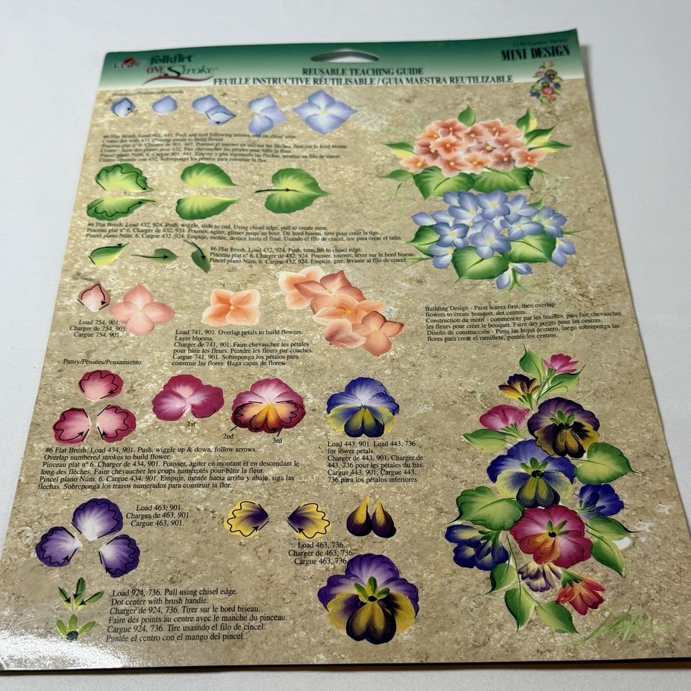 Basic Painting Strokework Folkart One Stroke Worksheet Pack Floral Garden Design